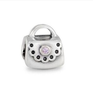 Pandora Purse w/ Scalloped Edge + Pink CZ Charm 790309 SS ALE 925